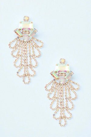 FACETED CRYSTAL GEM AND RHINESTONE EARRING