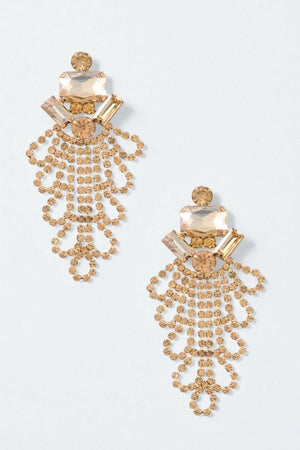 FACETED CRYSTAL GEM AND RHINESTONE EARRING