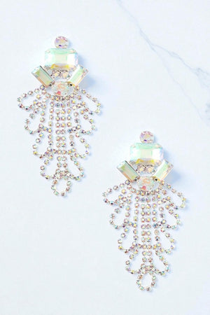 FACETED CRYSTAL GEM AND RHINESTONE EARRING