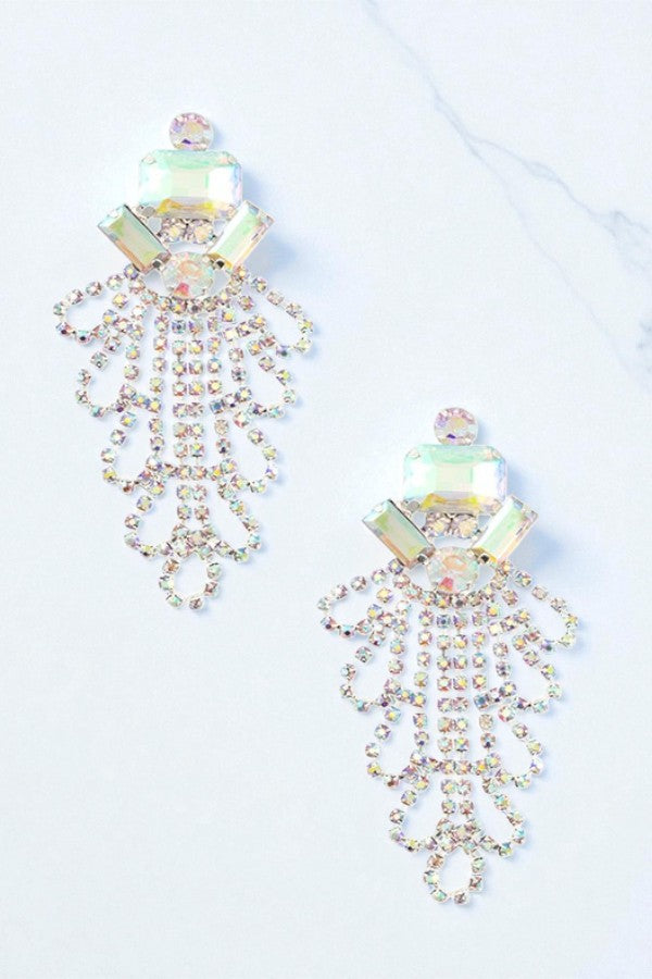 FACETED CRYSTAL GEM AND RHINESTONE EARRING