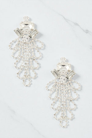 FACETED CRYSTAL GEM AND RHINESTONE EARRING