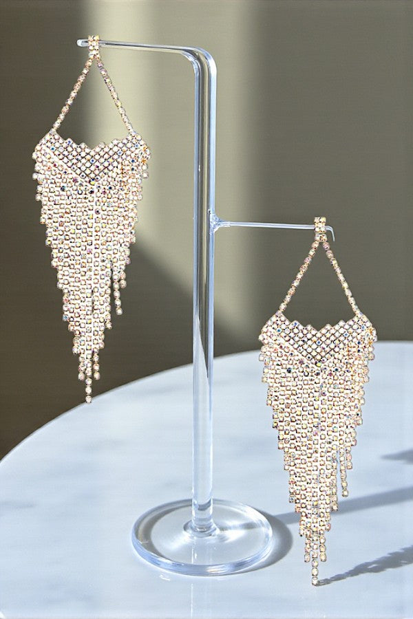 RHINESTONE FRINGE LUXURY EARRING