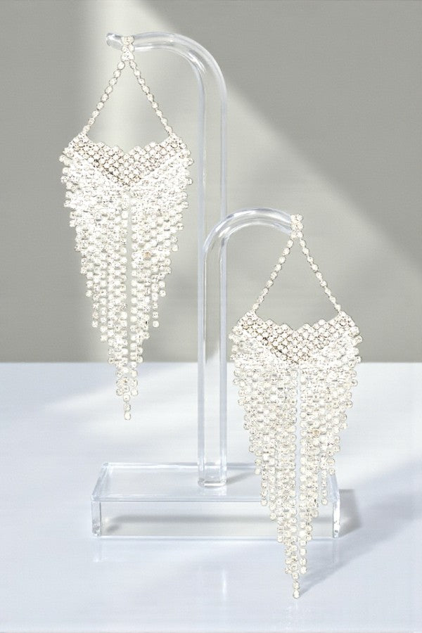 RHINESTONE FRINGE LUXURY EARRING