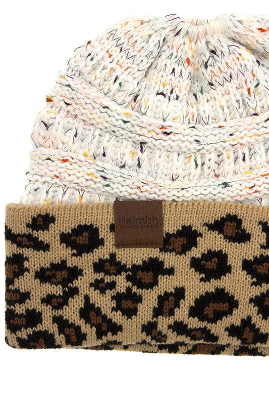 Animal Print Knit Beanie