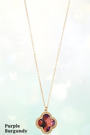CLOVER ACETATE PENDANT NECKLACE
