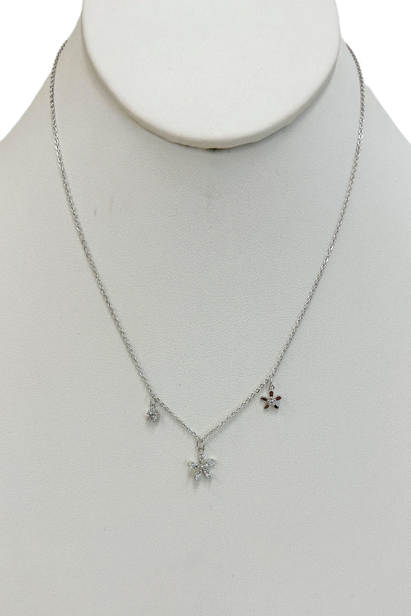 Floral Cubic Zirconia Pendant Necklace