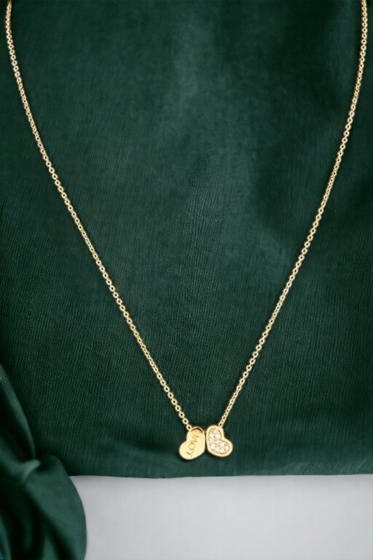 Double Heart Pendant Necklace