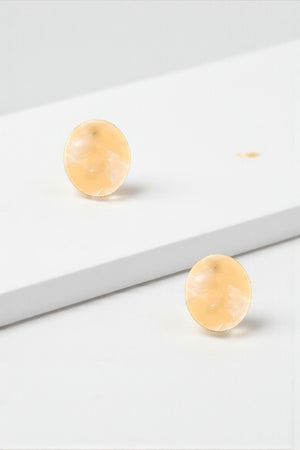 OVAL SHAPE ACETATE STONE POST EARRING