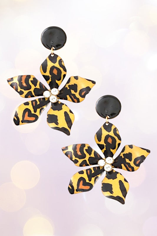 LARGE FLORAL ACETATE DANGLE EARRING