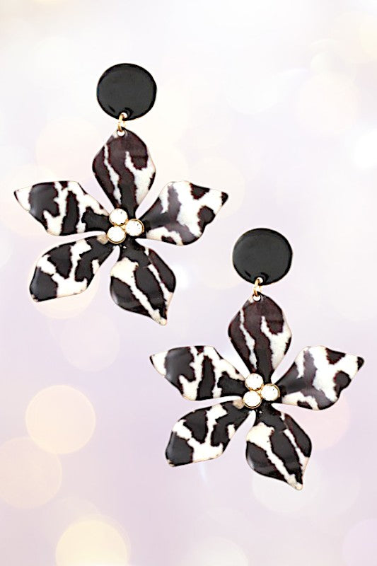 LARGE FLORAL ACETATE DANGLE EARRING