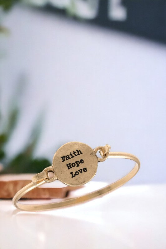 Faith Hope Love Disk Bangle Bracelet