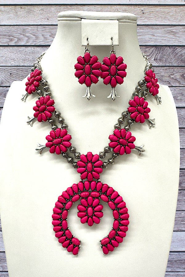 FLORAL GEM SQUASH BLOSSOM NECKLACE SET