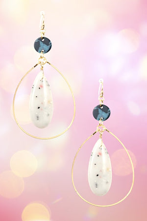 OBLONG GEM TEARDROP LINK EARRING