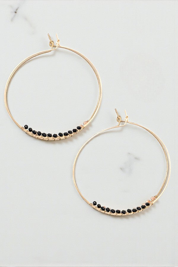WIRED BEAD HOOP EARRING