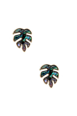 ABALONE LEAF POST EARRING