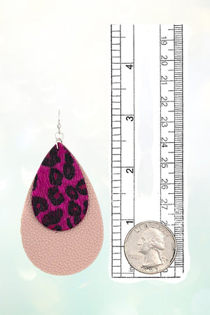 LEOPARD PRINT DOUBLE TEARDROP DANGLE EARRING