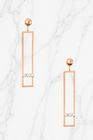 RHINESTONE ACCENT RECTANGULAR DROP EARRING