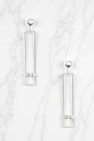 RHINESTONE ACCENT RECTANGULAR DROP EARRING