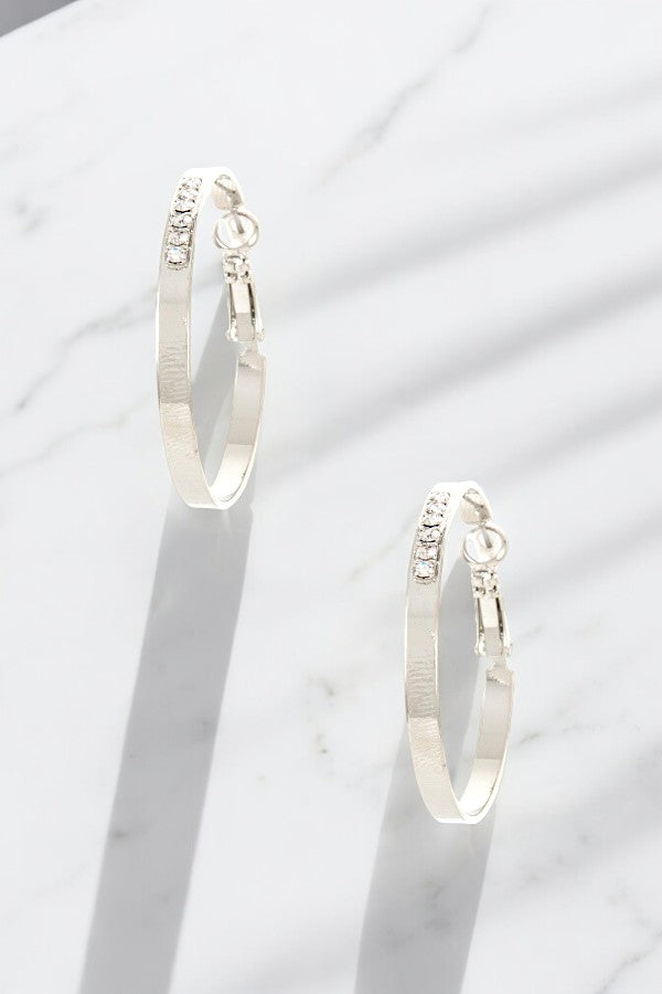 CRYSTAL ACCENT HOOP EARRING