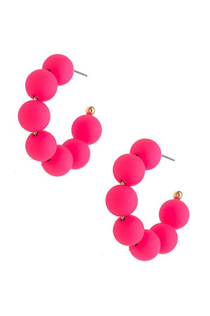 BALL BEAD CLAY SEMI HOOP EARRING