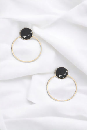 CIRCLE GEM DROP EARRING