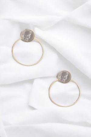 CIRCLE GEM DROP EARRING