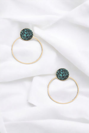 CIRCLE GEM DROP EARRING