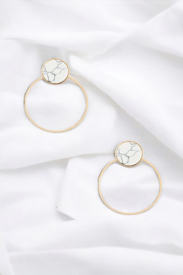 CIRCLE GEM DROP EARRING