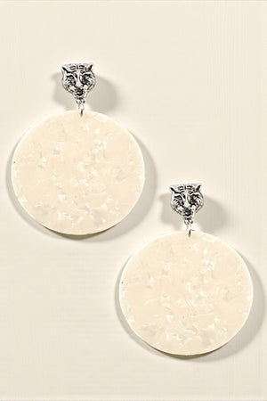 CHEETAH LINK ACETATE DISK DROP EARRING