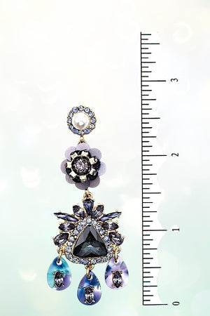 FLORAL MULTI GEM DANGLE EARRING