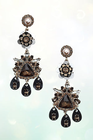 FLORAL MULTI GEM DANGLE EARRING