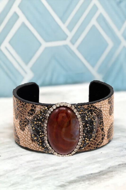 Oval Stone Cuff Bracelet