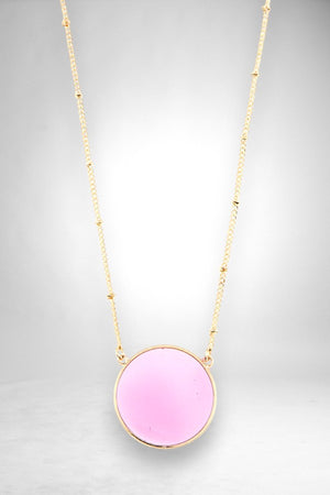 ROUND FLAT SEE THROUGH PENDANT NECKLACE