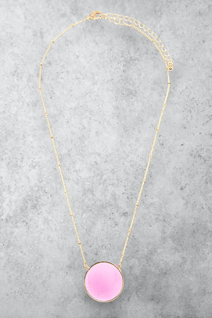 ROUND FLAT SEE THROUGH PENDANT NECKLACE