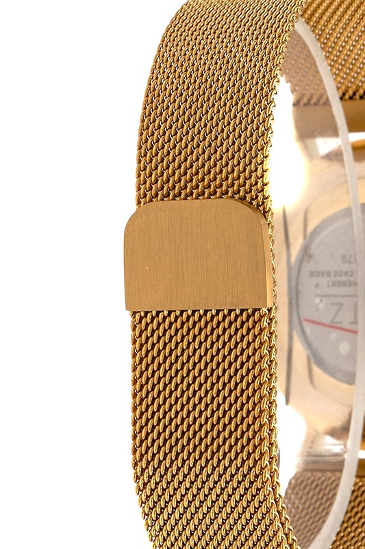 RHINESTONE FRAMED MESH BAND FASHION WATCH