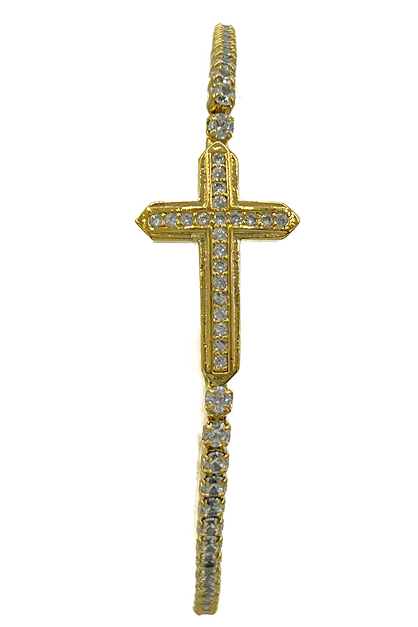 Cubic Zirconia Cross Accent Slider Bracelet