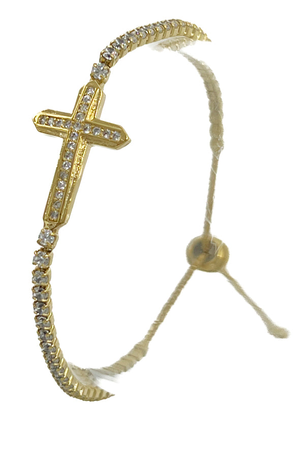 Cubic Zirconia Cross Accent Slider Bracelet