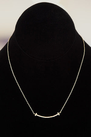 CZ PAVE CURVE PENDANT NECKLACE