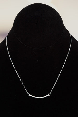 CZ PAVE CURVE PENDANT NECKLACE