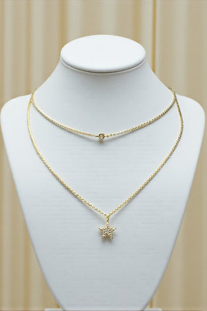 CUBIC ZIRCONIA CHOKER AND STAR PENDANT LAYERED NECKLACE SET
