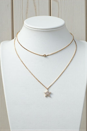 CUBIC ZIRCONIA CHOKER AND STAR PENDANT LAYERED NECKLACE SET
