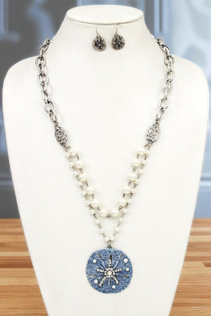 SAND DOLLAR PENDANT NECKLACE SET