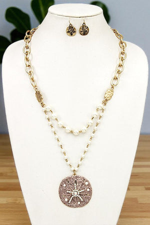 SAND DOLLAR PENDANT NECKLACE SET