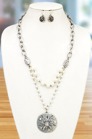 SAND DOLLAR PENDANT NECKLACE SET