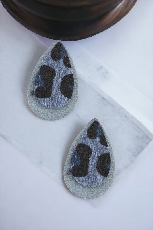 Animal Print Teardrop Post Earring