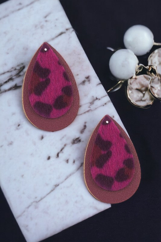 Animal Print Teardrop Post Earring