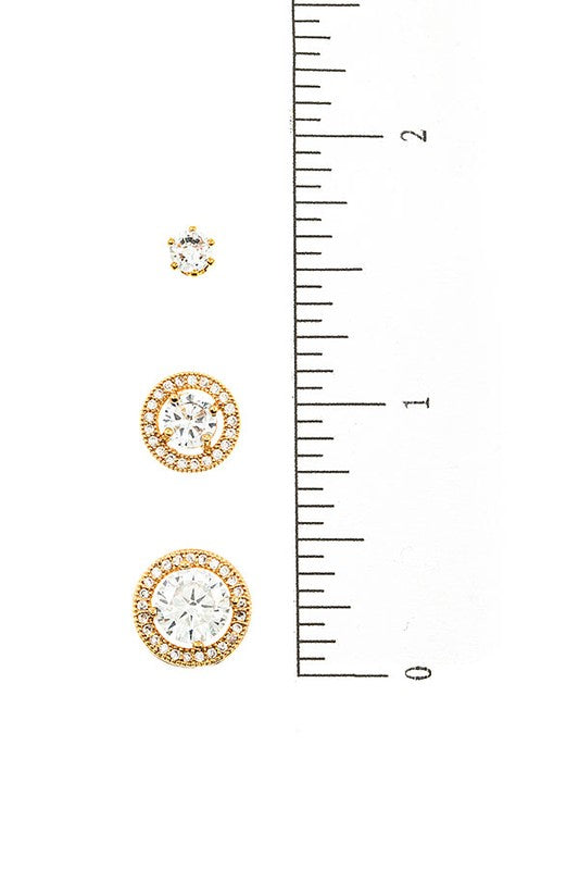 CRYSTAL ROUND POST EARRING SET