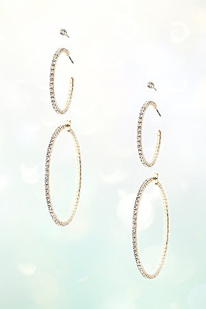 CRYSTAL PAVE SEMI HOOP EARRING SET