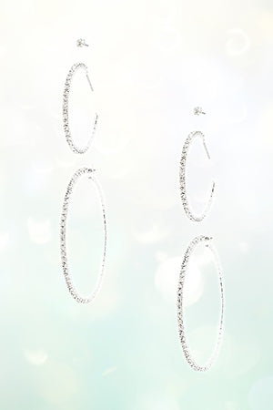 CRYSTAL PAVE SEMI HOOP EARRING SET