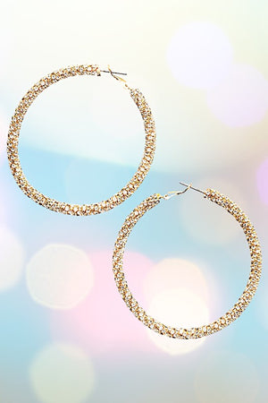 RHINESTONE PAVE GEM HOOP EARRING